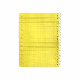 Cuaderno espiral liderpapel din a5 pautaguia tapa plastico 80h 90gr cuadro pautado 4mm con margen color amarillo - BE56