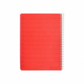 Cuaderno espiral liderpapel din a5 pautaguia tapa plastico 80h 90gr cuadro pautado 4mm con margen color rojo - BE58