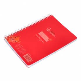 Cuaderno espiral liderpapel din a5 pautaguia tapa plastico 80h 90gr cuadro pautado 4mm con margen color rojo - BE58