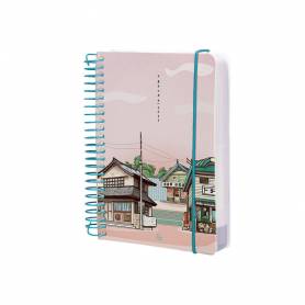 Agenda espiral liderpapel sant orini a6 2025 día página atardecer rosa papel 60 gr - 