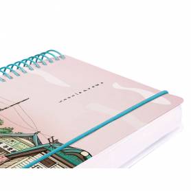 Agenda espiral liderpapel sant orini a6 2025 día página atardecer rosa papel 60 gr - 