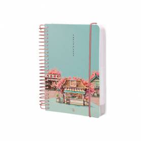 Agenda espiral liderpapel sant orini a6 2025 día página cherry blossoms papel 60 gr - 