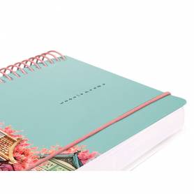 Agenda espiral liderpapel sant orini a6 2025 día página cherry blossoms papel 60 gr - 