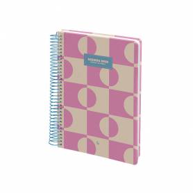 Agenda espiral liderpapel clas sic a4 2025 día página color rosa papel 70 gr - 