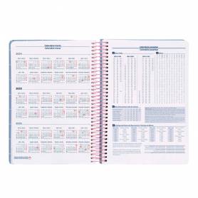 Agenda espiral liderpapel clas sic a4 2025 día página color azul claro papel 70 gr - 