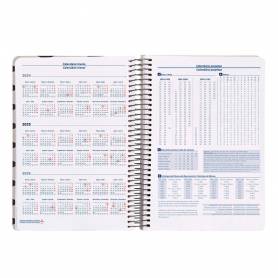 Agenda espiral liderpapel clas sic a4 2025 semana vista blanco y negro 1 papel 70 gr - 