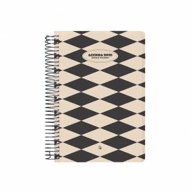 Agenda espiral liderpapel clas sic a4 2025 semana vista blanco y negro 1 papel 70 gr - 