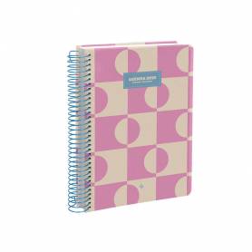 Agenda espiral liderpapel clas sic a5 2025 día página color rosa papel 70 gr - 