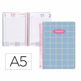 Agenda espiral liderpapel clas sic a5 2025 día página light color azul papel 70 gr - 