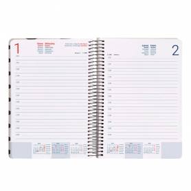 Agenda espiral liderpapel clas sic a5 2025 día página blanco y negro 1 papel 70 gr - 