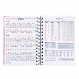 Agenda espiral liderpapel clas sic a5 2025 semana vista color rosa papel 70 gr - 