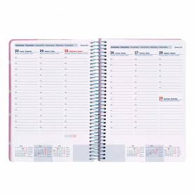 Agenda espiral liderpapel clas sic a5 2025 semana vista color rosa papel 70 gr - 