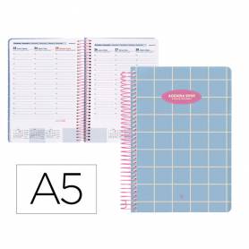 Agenda espiral liderpapel clas sic a5 2025 semana vista light color azul papel 70 gr - 