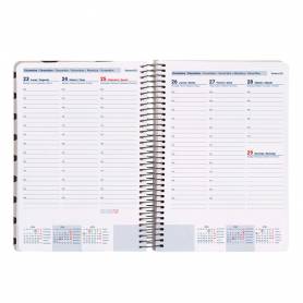 Agenda espiral liderpapel clas sic a5 2025 semana vista blanco y negro 1 papel 70 gr - 