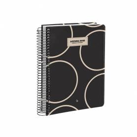 Agenda espiral liderpapel clas sic a6 2025 semana vista blanco y negro 2 papel 70 gr - 