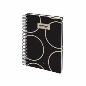 Agenda espiral liderpapel clas sic a6 2025 semana vista blanco y negro 2 papel 70 gr - 