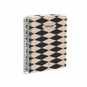 Agenda espiral liderpapel clas sic a6 2025 día página blanco y negro 1 papel 70 gr - 