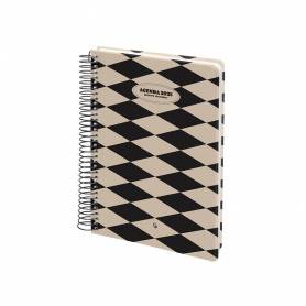 Agenda espiral liderpapel clas sic a6 2025 día página blanco y negro 1 papel 70 gr - 