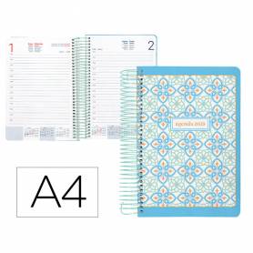 Agenda espiral liderpapel peri ssa a4 2025 día página color azul papel 80 gr - 