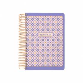 Agenda espiral liderpapel peri ssa a5 2025 día página color morado papel 80 gr - 