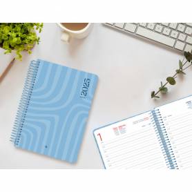 Agenda espiral liderpapel syro s a5 2025 día página color azul papel 60 gr - 