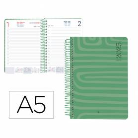 Agenda espiral liderpapel syro s a5 2025 día página color verde papel 60 gr - 