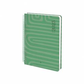 Agenda espiral liderpapel syro s a5 2025 día página color verde papel 60 gr - 