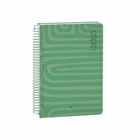 Agenda espiral liderpapel syro s a5 2025 día página color verde papel 60 gr - 