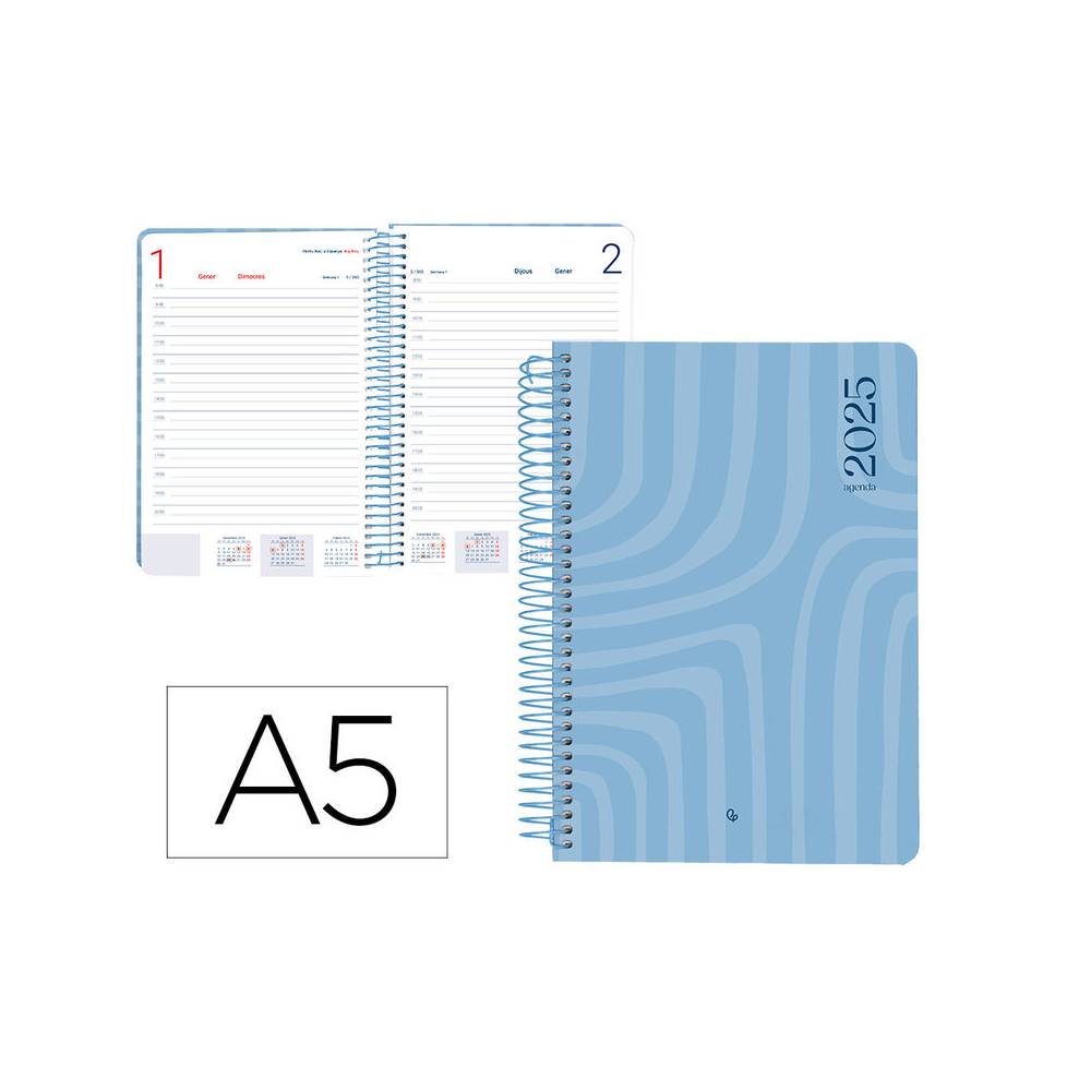 Agenda espiral liderpapel syro s a5 2025 día página color azul papel 60 gr catalan - 