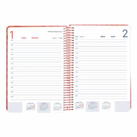 Agenda espiral liderpapel syro s a5 2025 día página color rojo papel 60 gr catalan - 