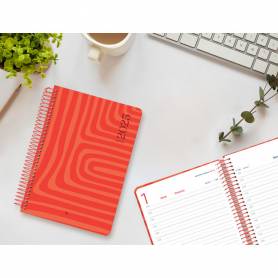 Agenda espiral liderpapel syro s a5 2025 día página color rojo papel 60 gr catalan - 