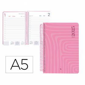 Agenda espiral liderpapel syro s a5 2025 día página color rosa papel 60 gr catalan - 