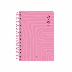 Agenda espiral liderpapel syro s a5 2025 día página color rosa papel 60 gr catalan - 