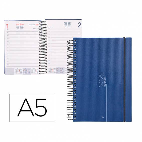 Agenda encuadernada liderpapel olbia a5 2025 día página color azul papel 60 gr - 