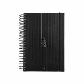 Agenda encuadernada liderpapel olbia a5 2025 día página color negro papel 60 gr - 