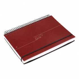 Agenda encuadernada liderpapel olbia a5 2025 día página color rojo papel 60 gr - 