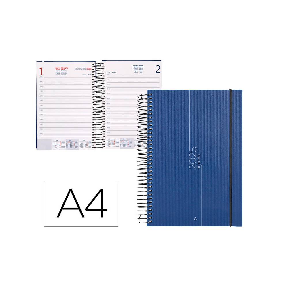 Agenda encuadernada liderpapel olbia a4 2025 día página color azul papel 60 gr - 