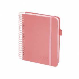 Agenda encuadernada liderpapel neon a5 2025 día página color rosa papel 70 gr - 