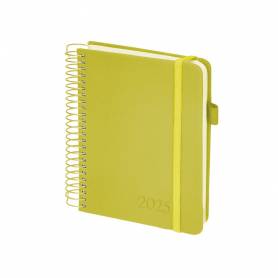 Agenda encuadernada liderpapel neon a5 2025 día página color amarillo papel 70 gr - 