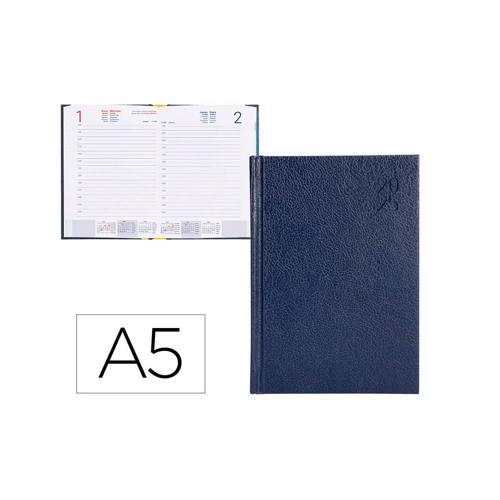 Agenda encuadernada liderpapel corfu a5 2025 día página azul papel 60 gr - 