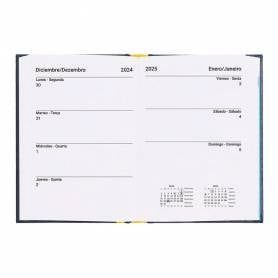 Agenda encuadernada liderpapel corfu a6 2025 día página azul papel 60 gr - 