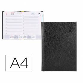 Agenda encuadernada liderpapel corfu a4 2025 día página negro papel 60 gr - 