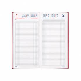 Agenda encuadernada liderpapel dietario 150 x 305 2025 día página color rojo papel 70 gr - 