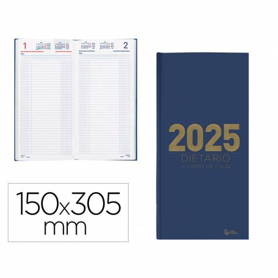 Agenda encuadernada liderpapel dietario 150 x 305 2025 día página color azul papel 70 gr - 