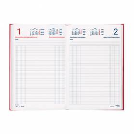 Agenda encuadernada liderpapel dietario 150 x 215 2025 día página color rojo papel 70 gr - 