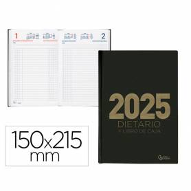 Agenda encuadernada liderpapel dietario 150 x 215 2025 día página color negro papel 70 gr - 