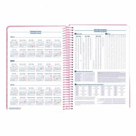 Agenda espiral liderpapel syro s a5 2025 día página color rosa papel 60 gr