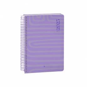 Agenda espiral liderpapel syro s a5 2025 día página color morado papel 60 gr