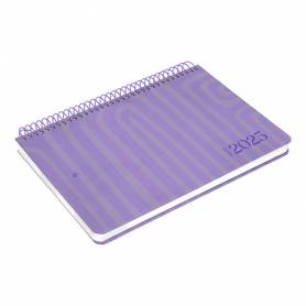 Agenda espiral liderpapel syro s a5 2025 día página color morado papel 60 gr