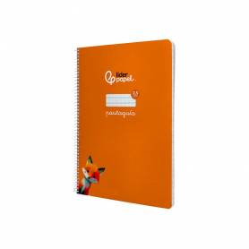 Cuaderno espiral liderpapel di n a4 pautaguia tapa dura 80h 90 gr cuadro pautado 2,5mm color naranja - BF127